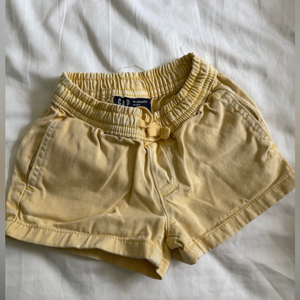 GAP Baby High Waist Yellow Denim Shorts with Elastic Waistband